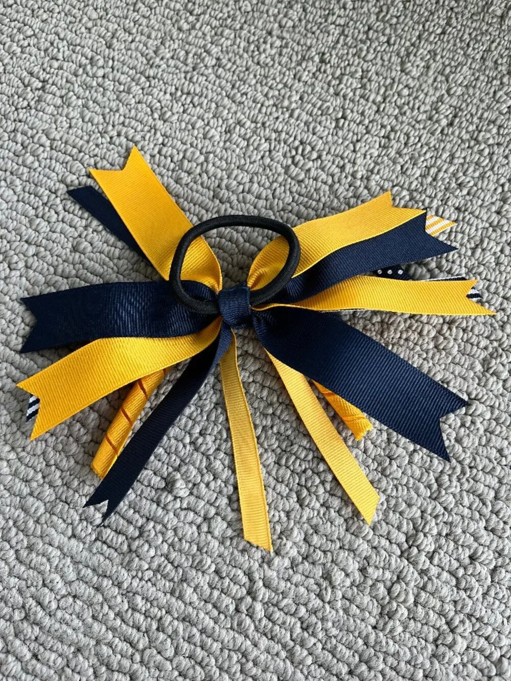 Hair Ponytail Elastic Navy Blue/Gold Ribbons USNA